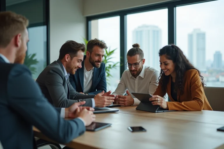 Groupe de jeunes professionnels en réunion de travail